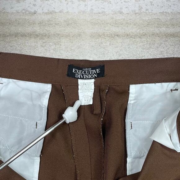 Habands Dress Pants Chocolate Brown Baggy Wide Leg Flat Front Executive Division - Picture 4 of 4